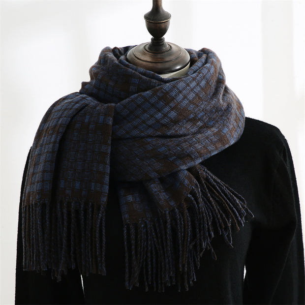 Thickened Warm Tassel Plaid Cashmere Scarves