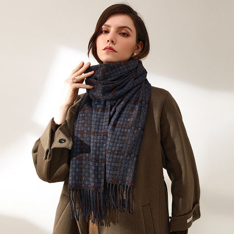 Thickened Warm Tassel Plaid Cashmere Scarves