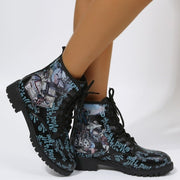 Print Ankle Boots Lace-up Shoes