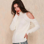 Shoulder Plain Pullover Knitted Sweater