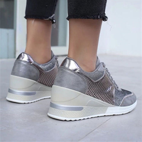 Lacing Sneakers With Platform Heels