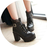 Lace-up Martens Boots - High Heels & Thick Heels