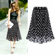 Polka Dot Pleated Chiffon Skirt