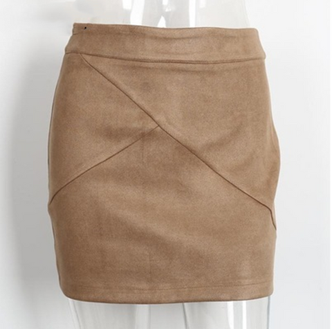 Leather Suede Pencil Skirt Bodycon