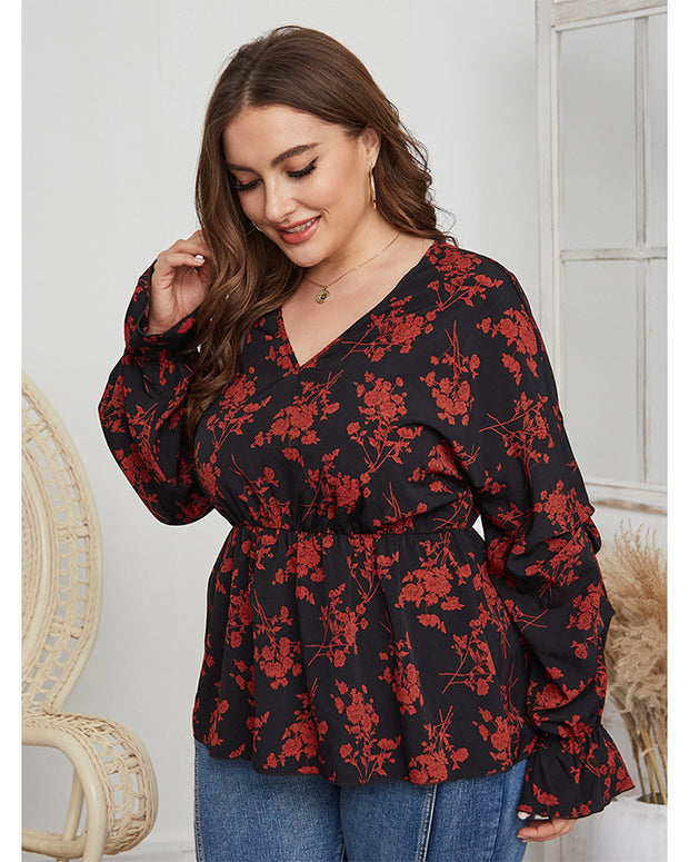 Plussize V-Neck Shirt  Spring Top