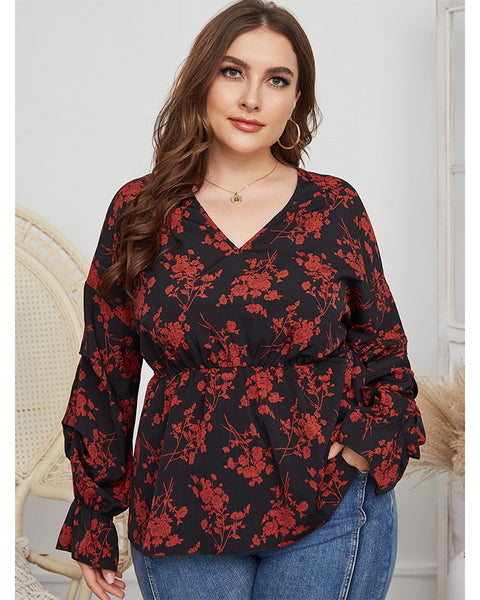 Plussize V-Neck Shirt  Spring Top