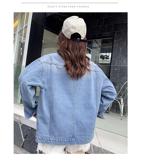 Ripped Denim Short Jacket Loose Jacket