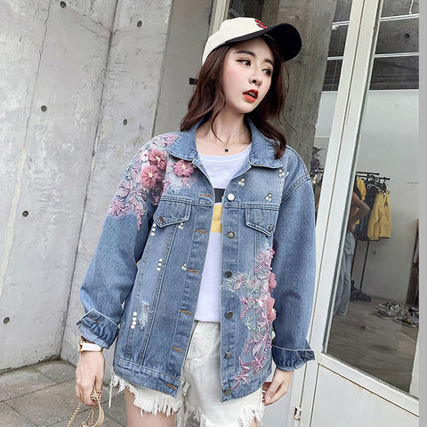 Ripped Denim Short Jacket Loose Jacket