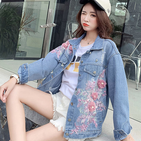 Ripped Denim Short Jacket Loose Jacket