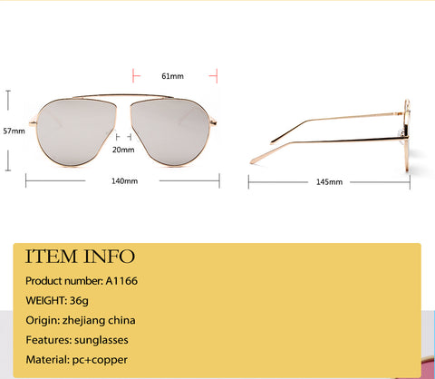 A1166 Polygonal Metal Frame Sunglasses