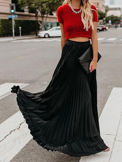 Casual Skirt Girls High Waist Long Skirts