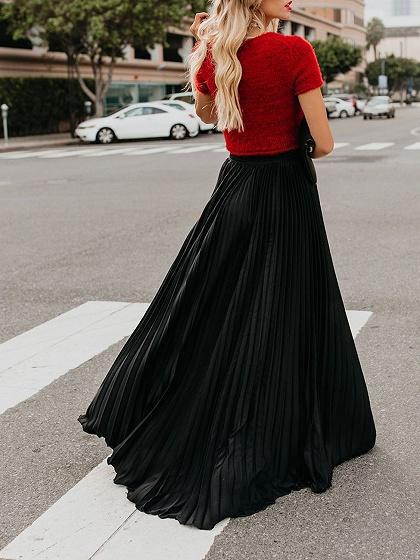 Casual Skirt Girls High Waist Long Skirts