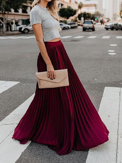 Casual Skirt Girls High Waist Long Skirts