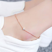 Ustar Simple Stainless Steel Chain Anklets With Cubic