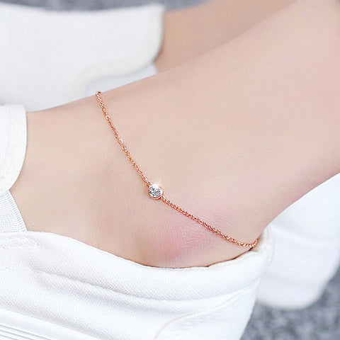 Ustar Simple Stainless Steel Chain Anklets With Cubic