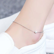 Ustar Simple Stainless Steel Chain Anklets With Cubic