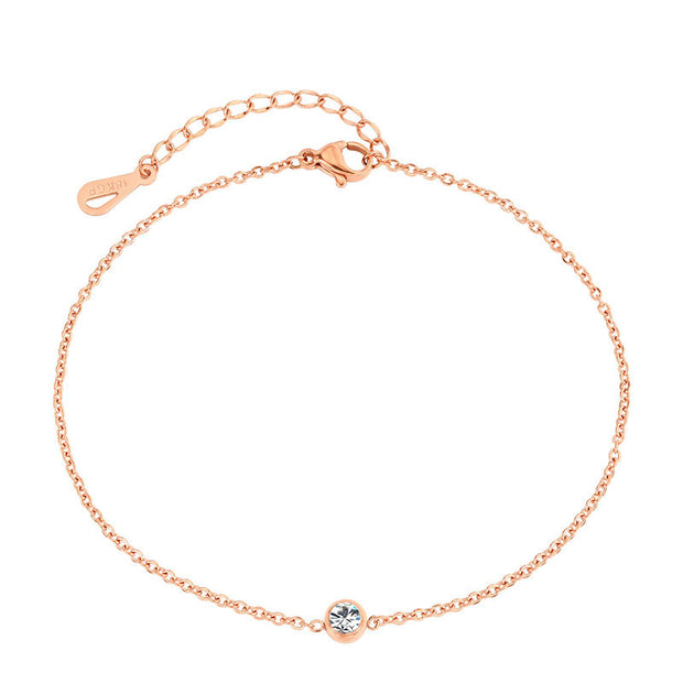 Ustar Simple Stainless Steel Chain Anklets With Cubic