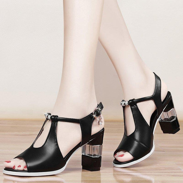 One Word Strap Toe High Heels