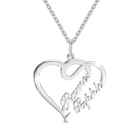 Double Heart Necklace Stainless Steel