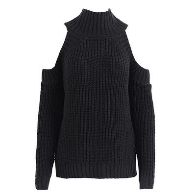 Shoulder Plain Pullover Knitted Sweater