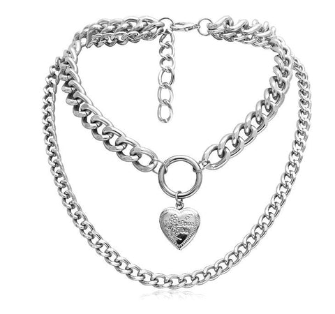 Metal Heart Choker Necklace