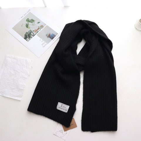 Short Knitted Plain Striped Scarves