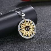 Silver Sunflower Projection Necklace