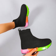 Iridescent Shoes Platform Black Ankle Boots