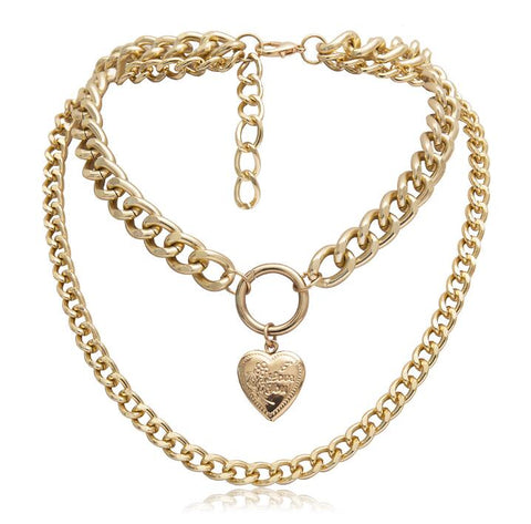 Metal Heart Choker Necklace