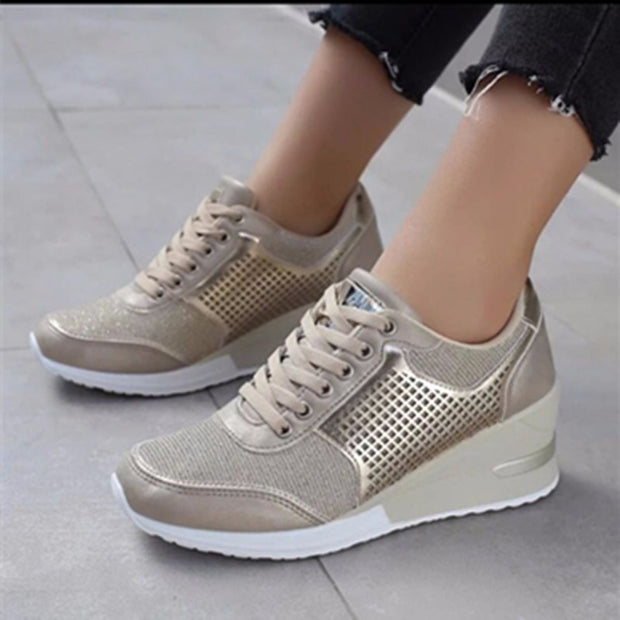 Lacing Sneakers With Platform Heels