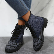 Print Ankle Boots Lace-up Shoes