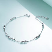 Sterling Silver Small Beads Anklet Box Chain