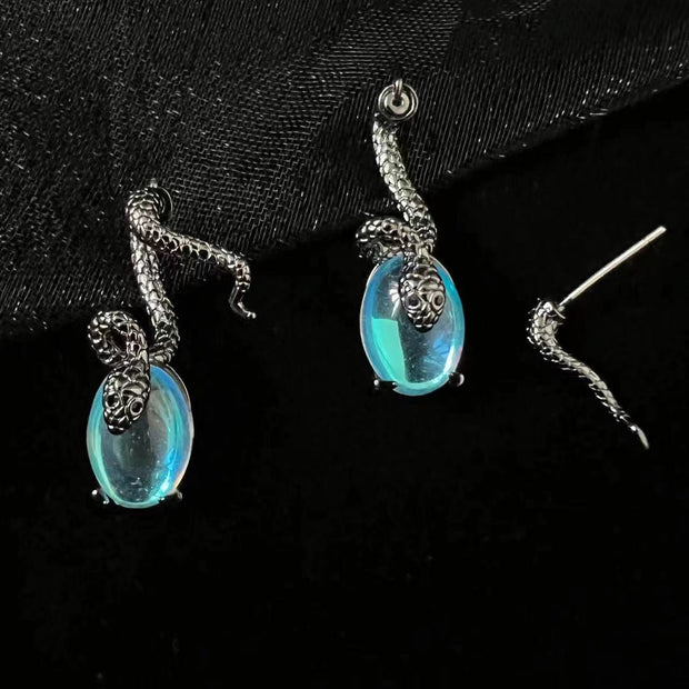 Moonstone Snake Earrings