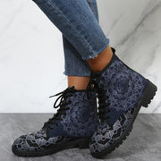 Print Ankle Boots Lace-up Shoes