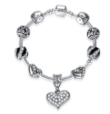 925 Unique Silver Crystal Charm Bracelet DIY Beads Bracelet