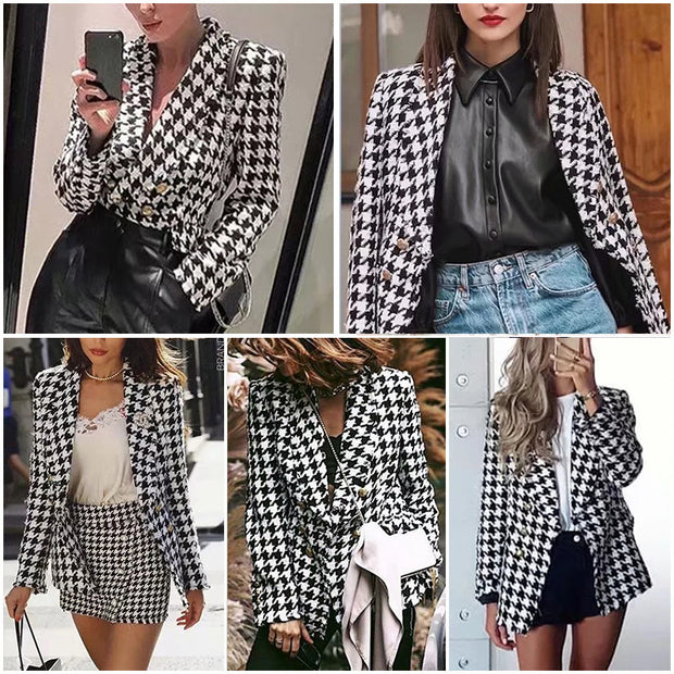 Houndstooth Retro Thick Plaid Jacket