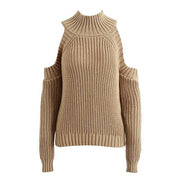 Shoulder Plain Pullover Knitted Sweater