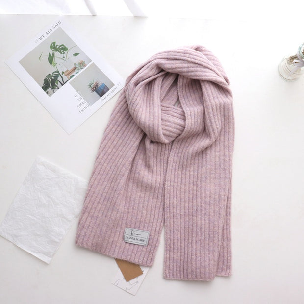 Short Knitted Plain Striped Scarves