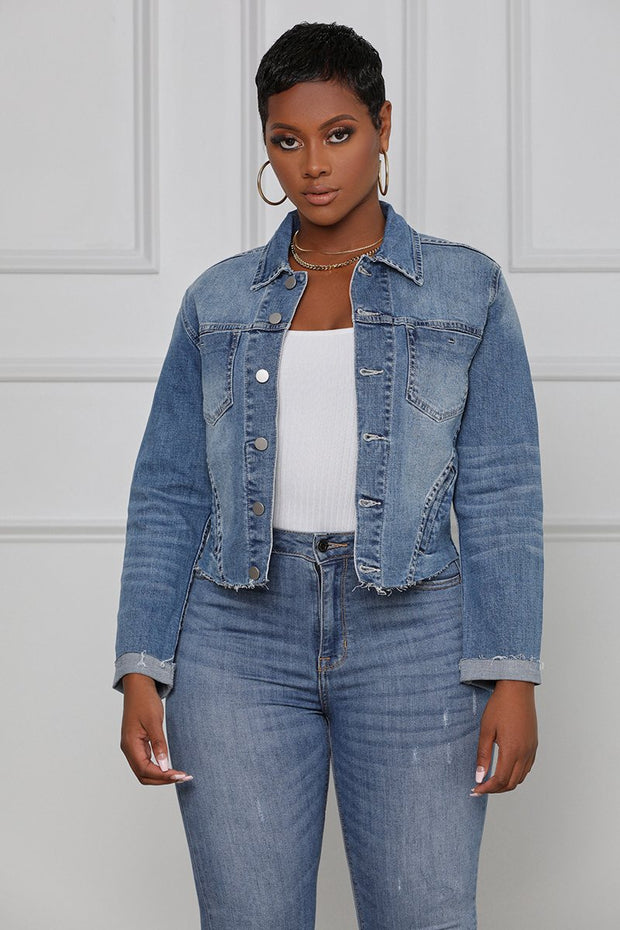 Stretch Denim Jacket Slim Short Jacket