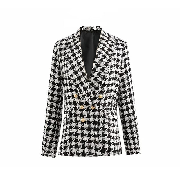 Houndstooth Retro Thick Plaid Jacket