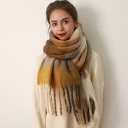 AC Grid Thickened Mohair Cashmere Scarve