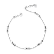 Sterling Silver Small Beads Anklet Box Chain