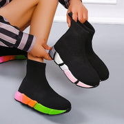 Iridescent Shoes Platform Black Ankle Boots