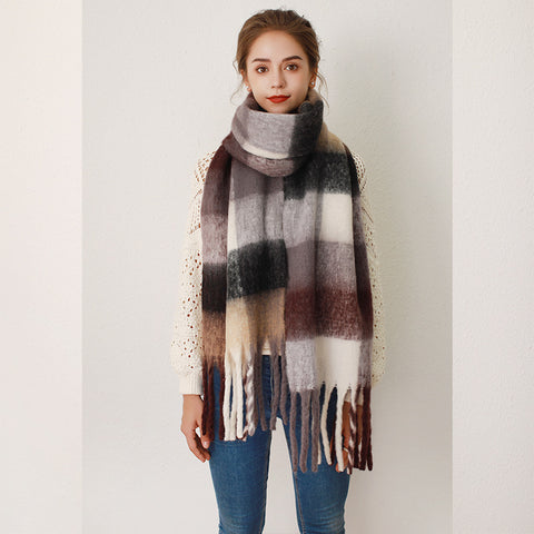 AC Grid Thickened Mohair Cashmere Scarve