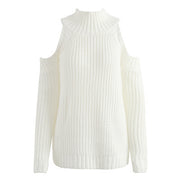 Shoulder Plain Pullover Knitted Sweater