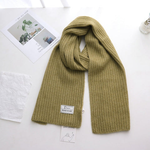 Short Knitted Plain Striped Scarves