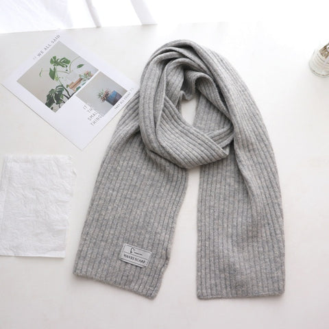 Short Knitted Plain Striped Scarves