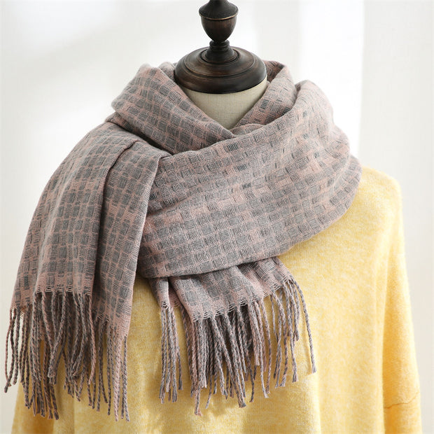 Thickened Warm Tassel Plaid Cashmere Scarves