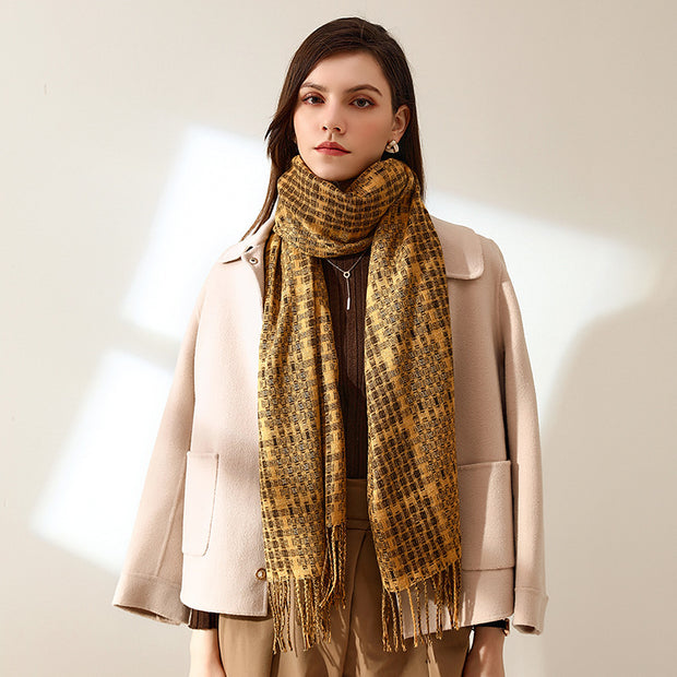 Thickened Warm Tassel Plaid Cashmere Scarves