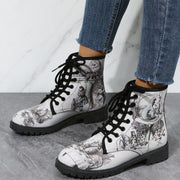 Print Ankle Boots Lace-up Shoes